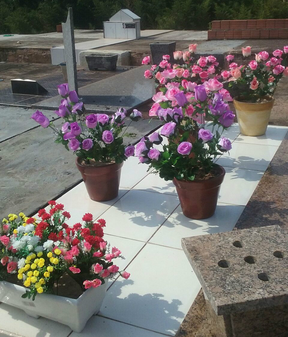 Flores são colocadas novamente em túmulos no Cemitério de Ribeirão Bonito
