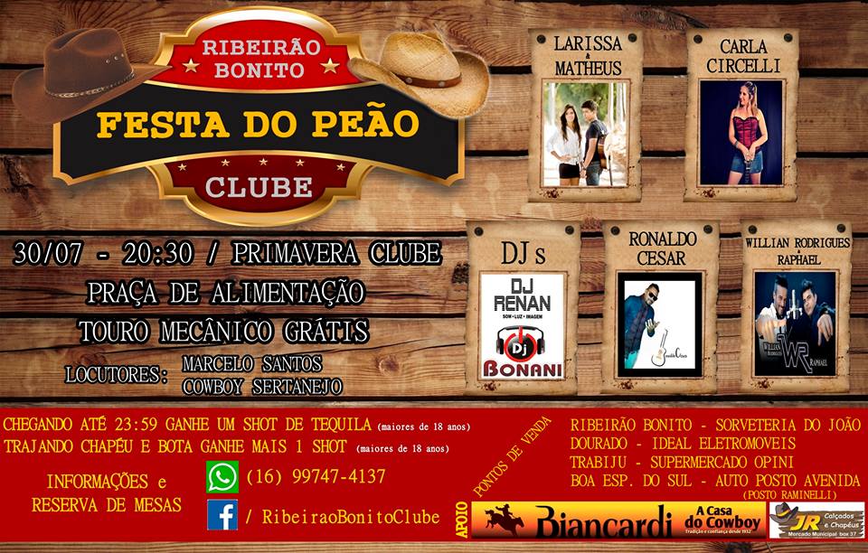 Ribeirão Bonito Clube promove festa sertaneja