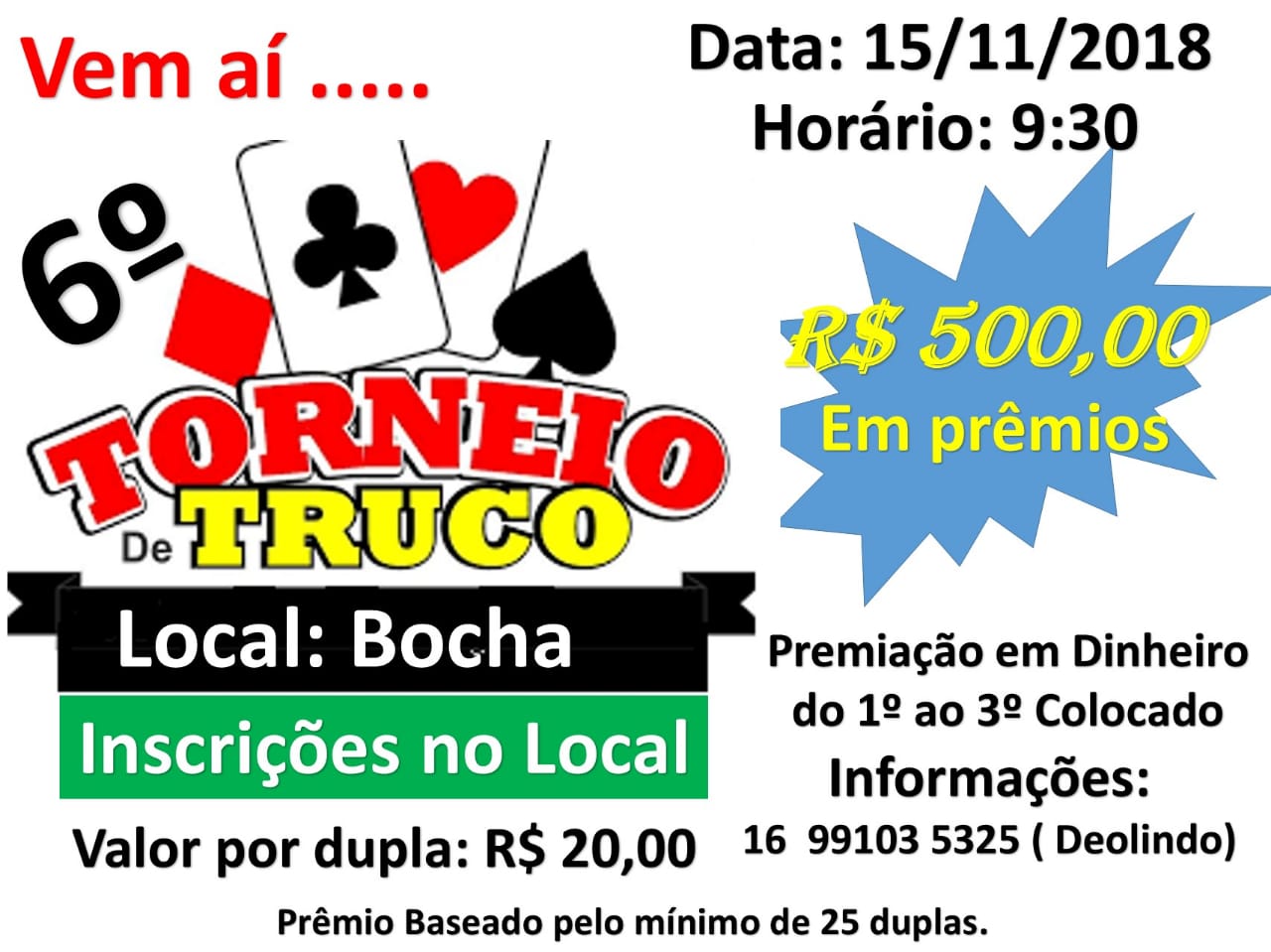 Bar do Bocha promove torneio de truco em Ribeirão Bonito